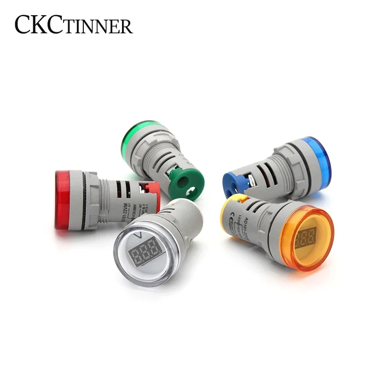 22mm AD16-22DSV Round Digital Voltmeter AC 60-500V Mini Voltage Meter LED Digital Display Voltmeter Indicator Light Pilot Lamp