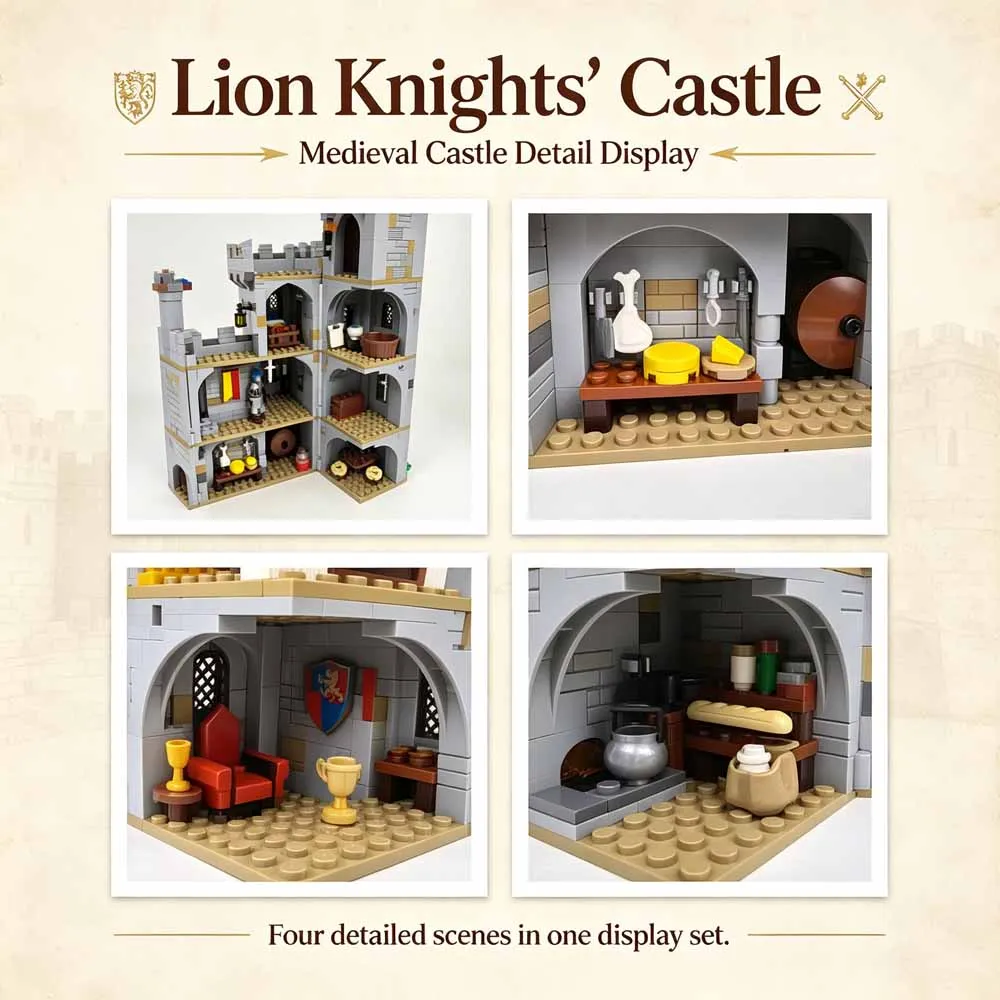 MOC-92106 Lion Knights' Castle Model Building Blocks Model Kit Architecture Toys Gifts Collection Education Adult Gift 1366pcs
