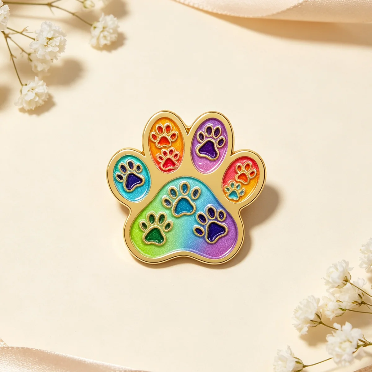 Dog Paw Print Enamel Pin Colorful Brooch Lapel Pins Badge on Backpack Clothing Accessories Fashion Jewelry Friends Gifts