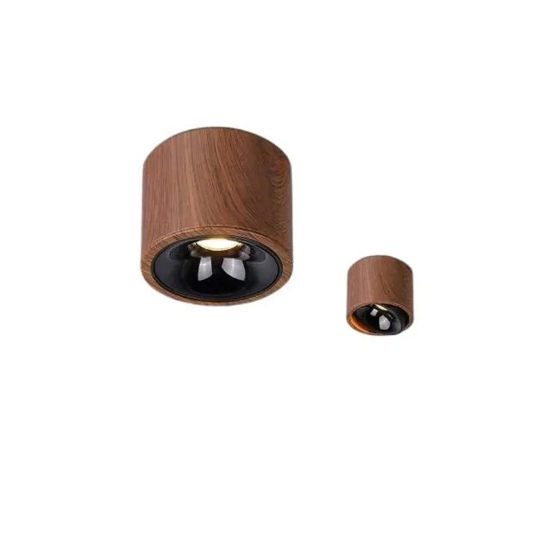 Nouveau type de projecteur LED - Style chinois ancien, surface en bois de noyer, installation en surface, projecteur anti-éblouissement avec angle réglable 5W7W