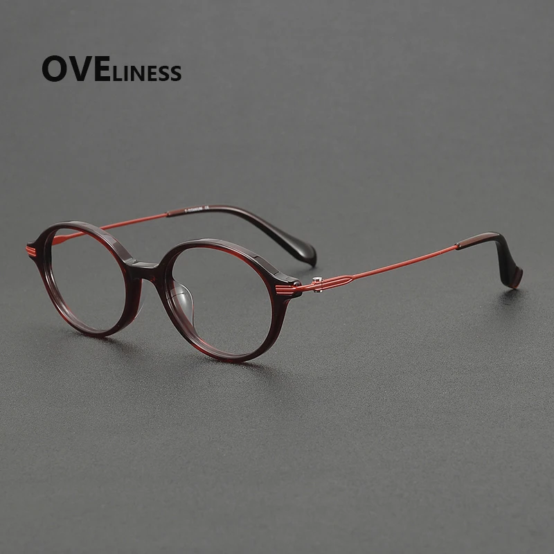 

Acetate Titanium Glasses Frame Men Vintage Retro Round Eyeglasses frame Women Brand Design Spectacle Japanese Eyewear spectacles