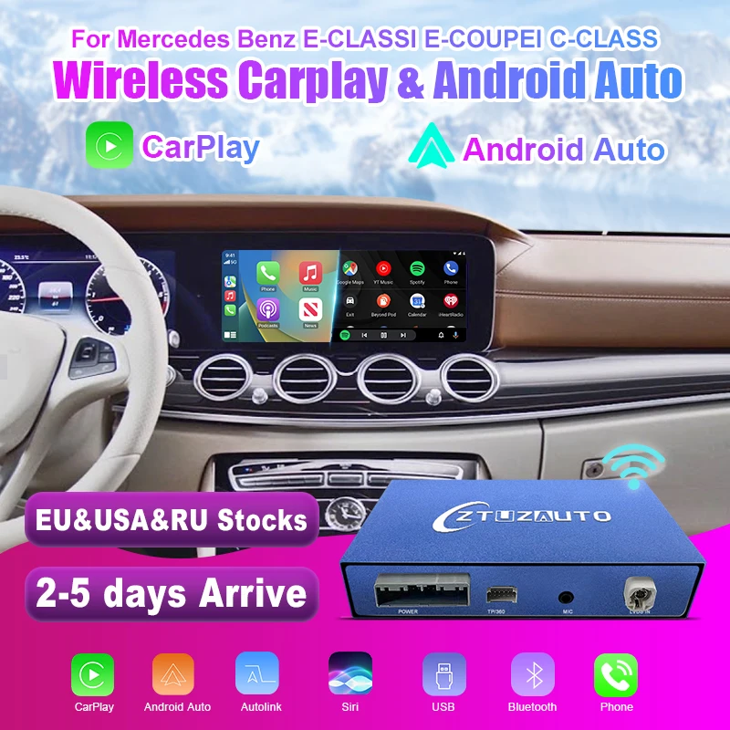 Wireless CarPlay for Mercedes Benz E / C Class W207 W213 W205 NTG5.5 with Android Auto Mirror Link AirPlay Car Play Functions