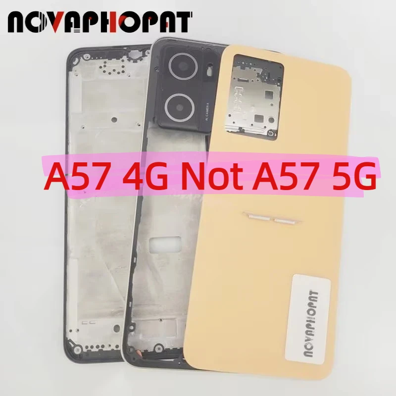 LCD Faceplate Frame Middle Bezel For OPPO A57 4G / A57S / A57E Battery Cover Back Rear Door Housing Camera Lens Side Key Button