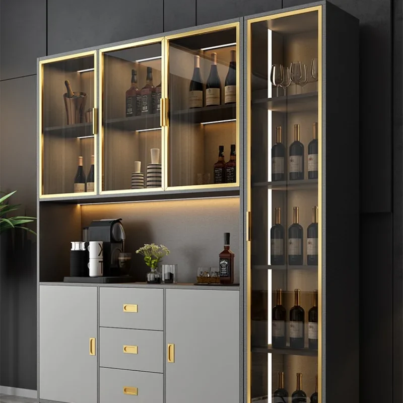 Wooden Display Wine Cabinets Luxury Storage Liquor Wall Living Room Modern Mueble Licorera Bar Wine Cabinets Furniture QF50JG