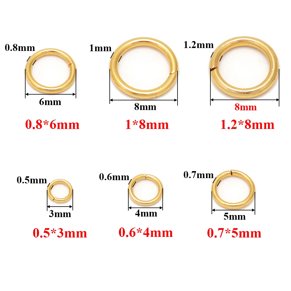 100/200pcs Stainless Steel Water Gold Plated Jump Rings for Jewelry Making Supplies Findings Necklace Earring Repairs 5mm 6mm