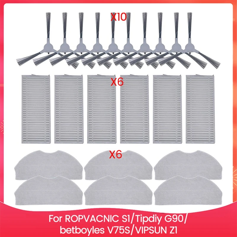 

Accessories Kit For ROPVACNIC S1, For Tipdiy G90, For Betboyles V75S, For VIPSUN Z1 Robot Vacuum Replacement Part