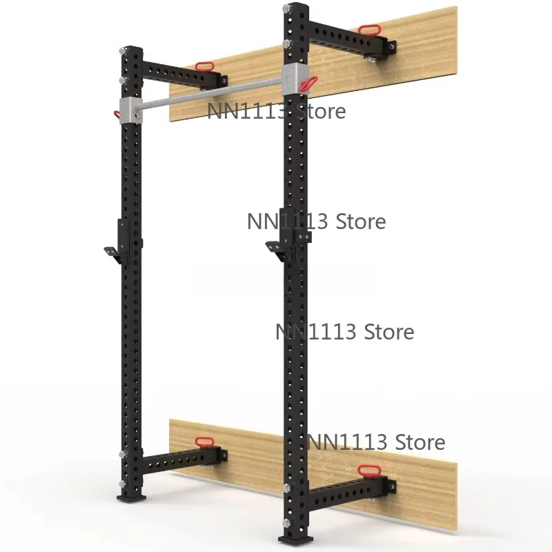 W6301 Gym Equipment 41.5'' Fold Wall Rack, 3x3 Power Rack, Heavy  7-Gauge Squat Rack Cage for Home Using& Commercial Use