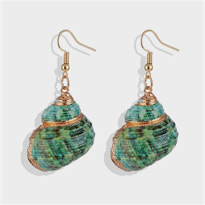 Colorful Sea Scallop Drop Earrings Bohemian Shell Earrings for Women Trendy Beach Hook Eardrops Earrings Summer Jewerly Gifts