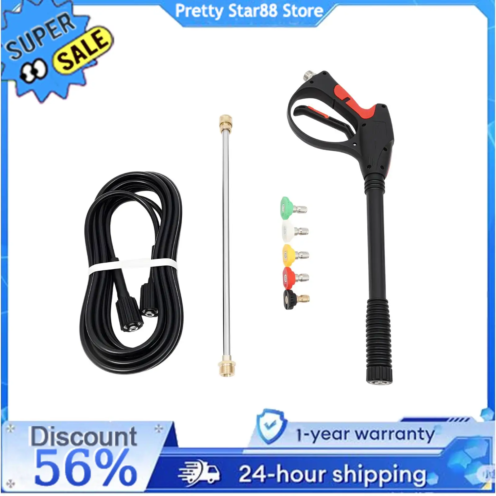 3000PSI Electric Cordless High Pressure Cleaner Spray Gun Wand Lance Nozzle Tips Hose Kit Cleaning Machine