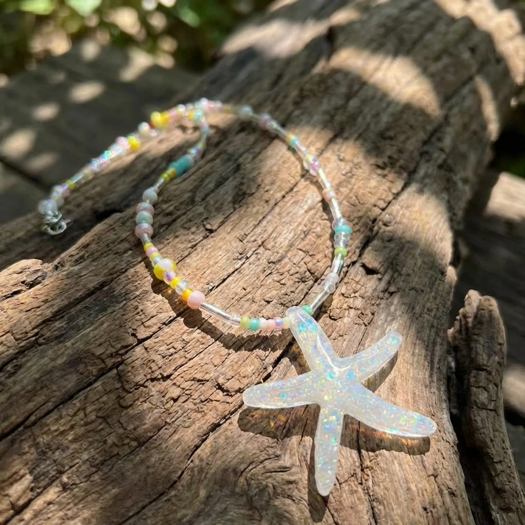 Sommer Y2K Perlen-Seestern-Halskette für Damen, bunter Rocailles-Choker, 2026 Neu, Meerjungfrauen-Ästhetik, Urlaubsschmuck-Geschenk – Detail 5