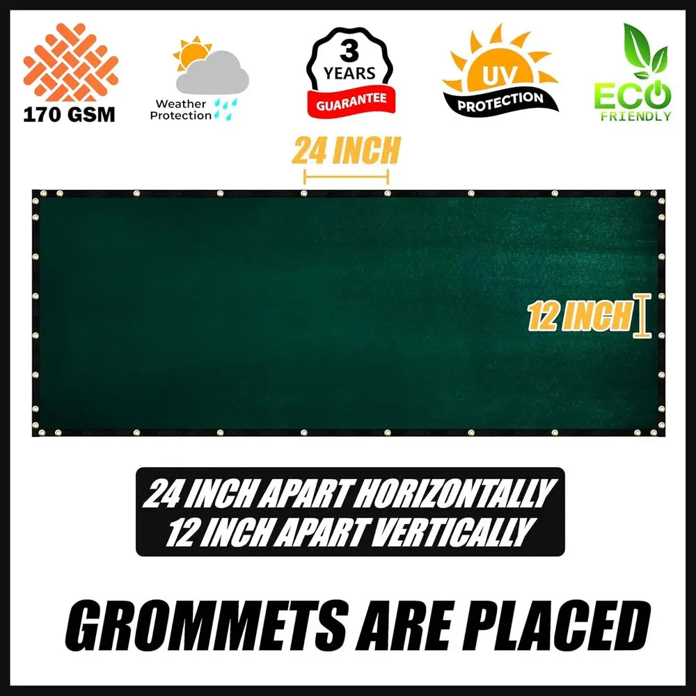 맞춤형 그린 프라이버시 펜스 스크린, 메쉬 패브릭 포함, 50x4', 케이블 및 지퍼 타이 포함