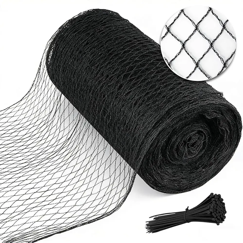 Heavy-Duty 7.5 x 100ft Black Garden Netting for Plant Protection, Ideal for Fruit Trees, Chicken Pens, Ponds, and Deer Deterrent