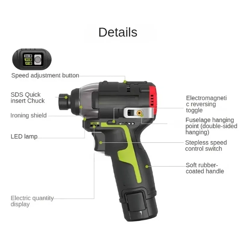 Hex Impact Screwdriver WU132X 160Nm 3 Speed Adjustable Univeral 12v Battery Pack Cordless Brushless Motor