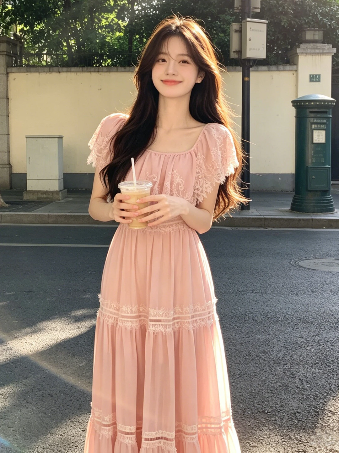 

Sweet Waist-Cinching Slimming Dress Travel-Friendly Fairy Long Dress Summer 2026 Gentle Style Cotton Short-Sleeved Bodycon Gown