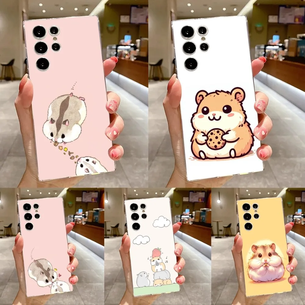 

Cartoon Hamster Phone Case For Samsung Galaxy A71,70,52,51,40,31,A50,30S,21S,Note20ultra Transparent Cover
