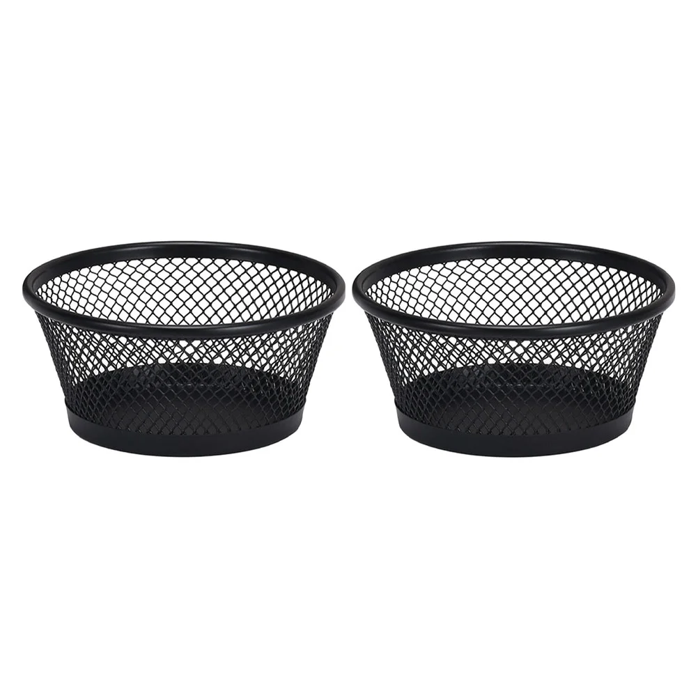 2 Pcs Desk Organizer Paper Clip Storage Bucket Binder Clips Mesh Holder Desktop