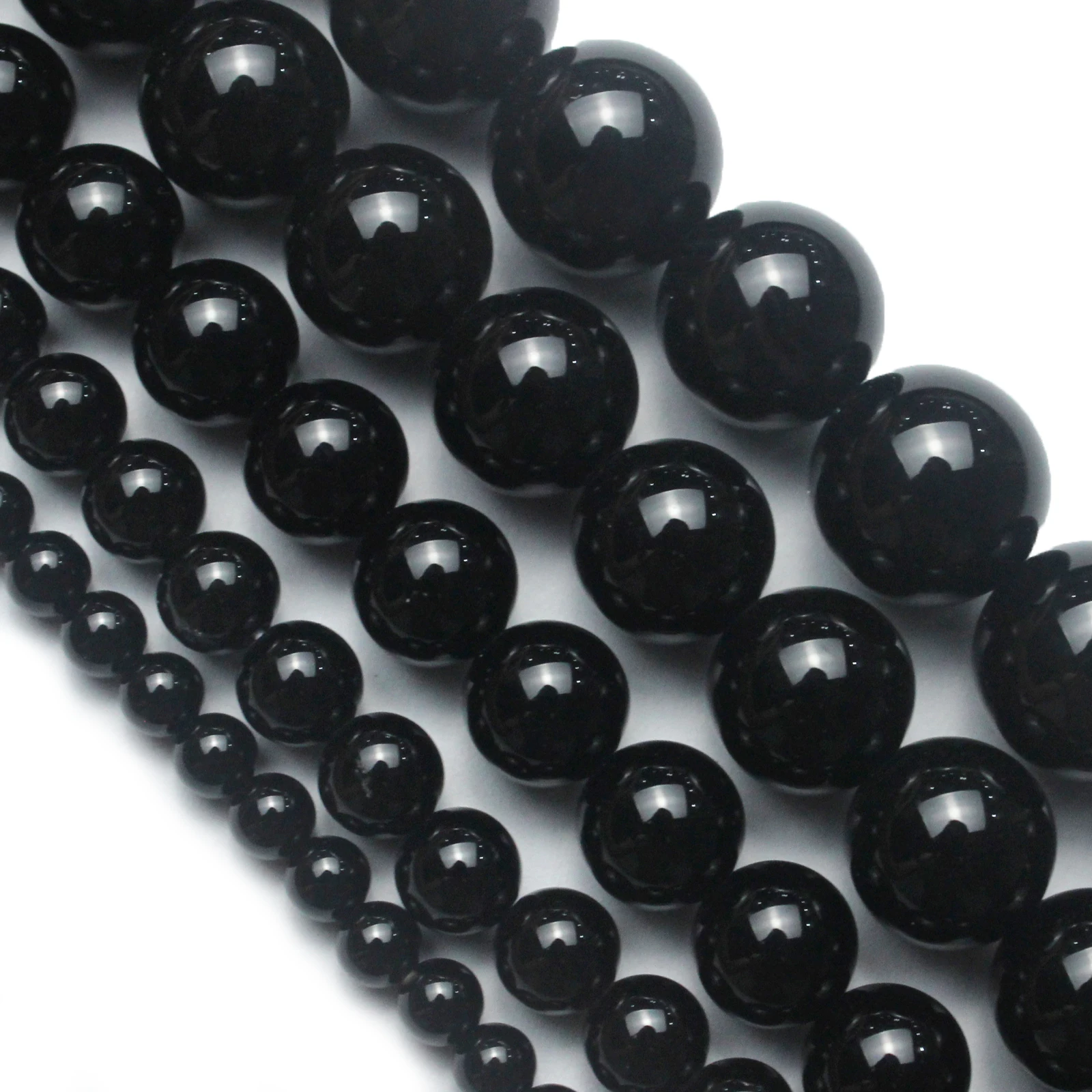 Real Black Onyx Agat DIY Handmade Natural Stone Beads For Jewelry Making Round Shape 4 /6/8/10/12/14mm Strand 15\'\'