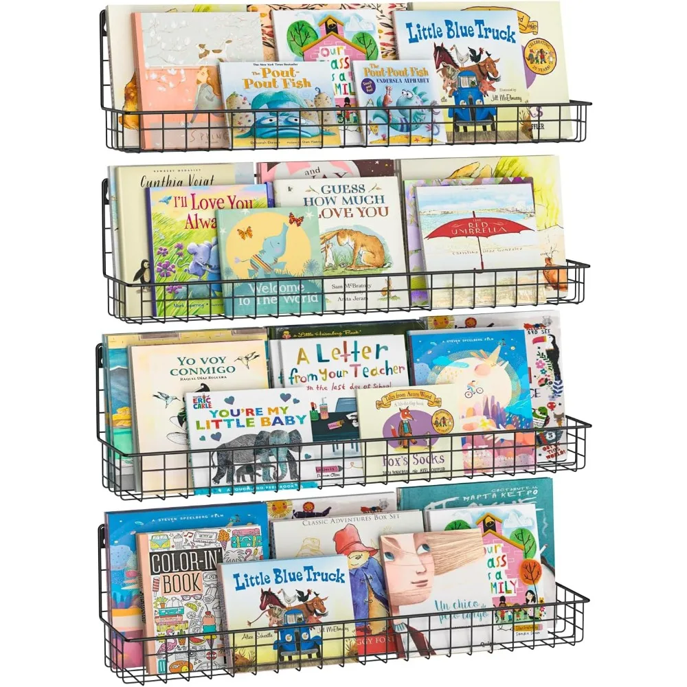 

24 Inch Wall Mounted Kids Bookshelf for Kids Nursery Toddler Classroom, Hanging Book Shelf Organizer