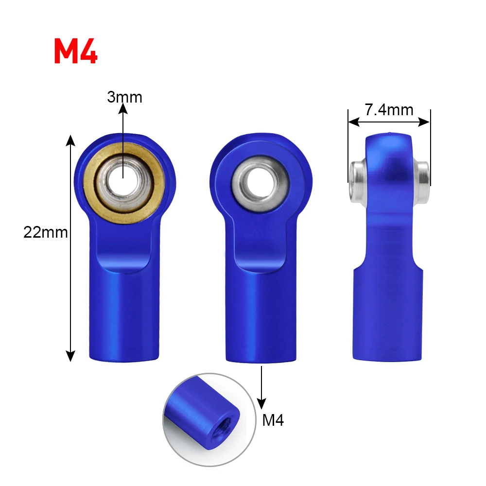 AXSPEED 10 szt. Metal M3 M4 łącznik łączący koniec drążka przegub kulisty przegub kulisty amortyzatora do 1/10 osiowych SCX10 Tamiya CC01 D90 TRX4