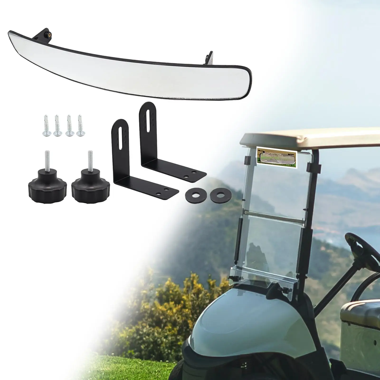 Golf Cart Rear View Mirror Replaces Accessories Easy to Install Assembly 180