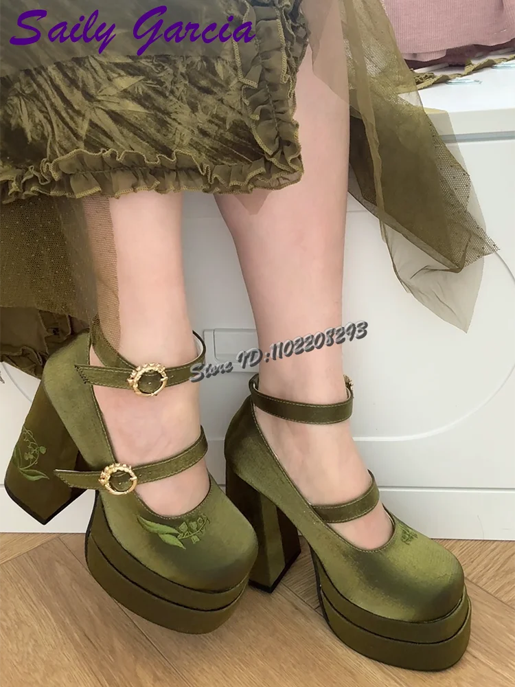 

Sweet Butterfly-knot Elegant Pumps Satin Round Toe Crystal Buckle Strap Platform High Heel Mary Jane 2025 Summer Women Shoes