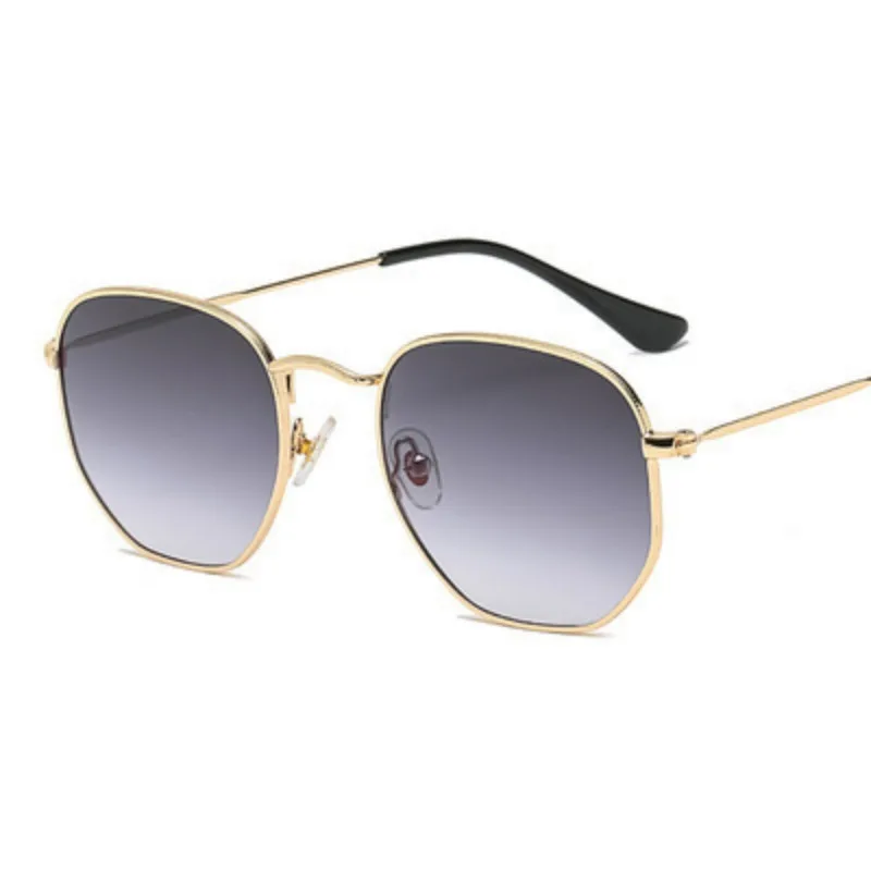 New Metal Polygonal Sunglasses for Women, European and American Trendy Small Frame Colorful Mercury Ocean Film Glasses