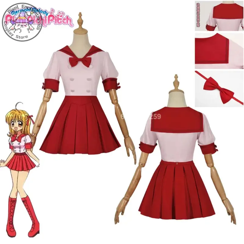 Disfraz de Manga sirena Melody, bonito uniforme escolar rojo, ropa de Anime para mujeres y niñas, trajes de fiesta de cómic Con
