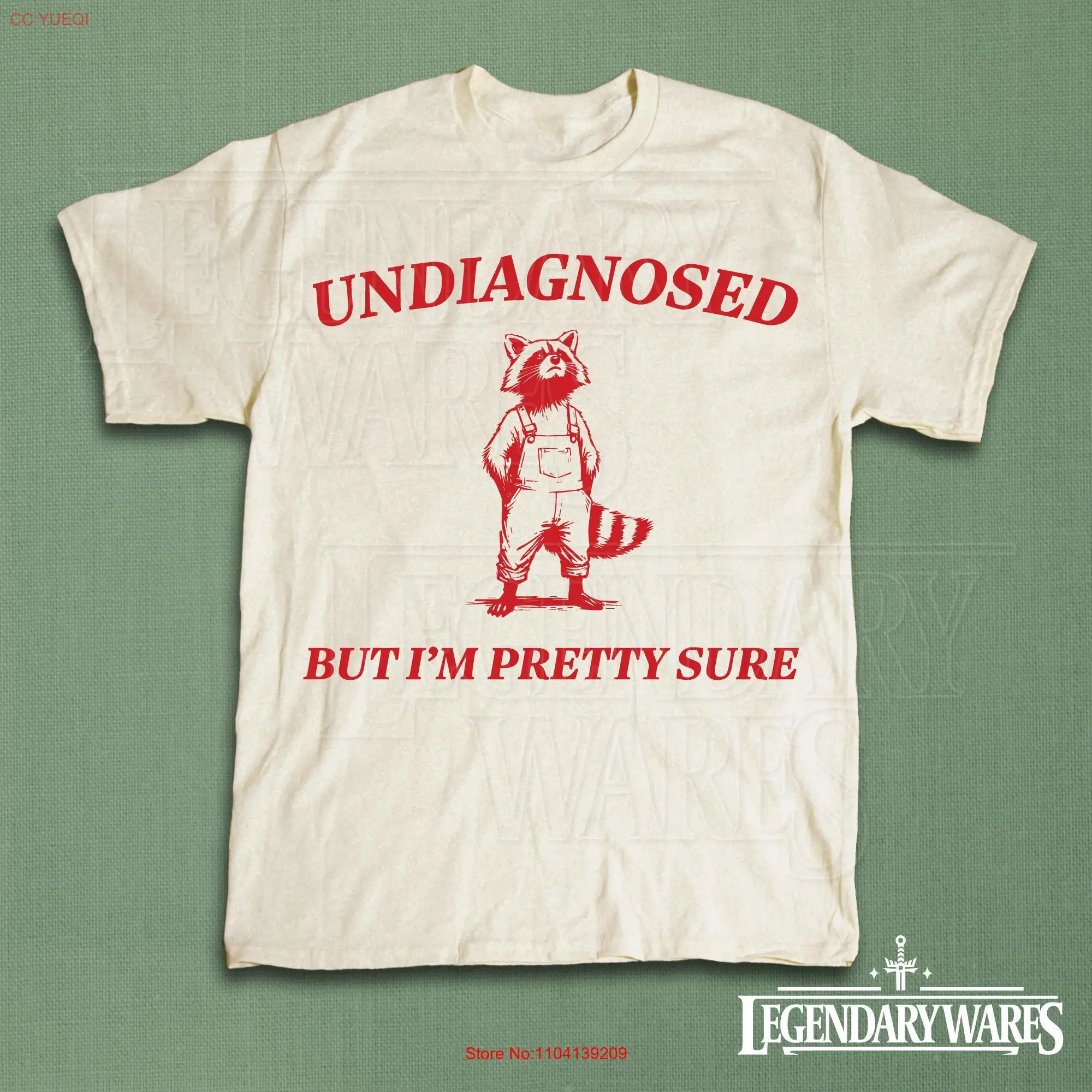 

Undiagnosed But I'm Pretty Sure T Shirt Funny Autistic Raccoon Meme Vintage Y2K Humor Silly Autism Ironic Top
