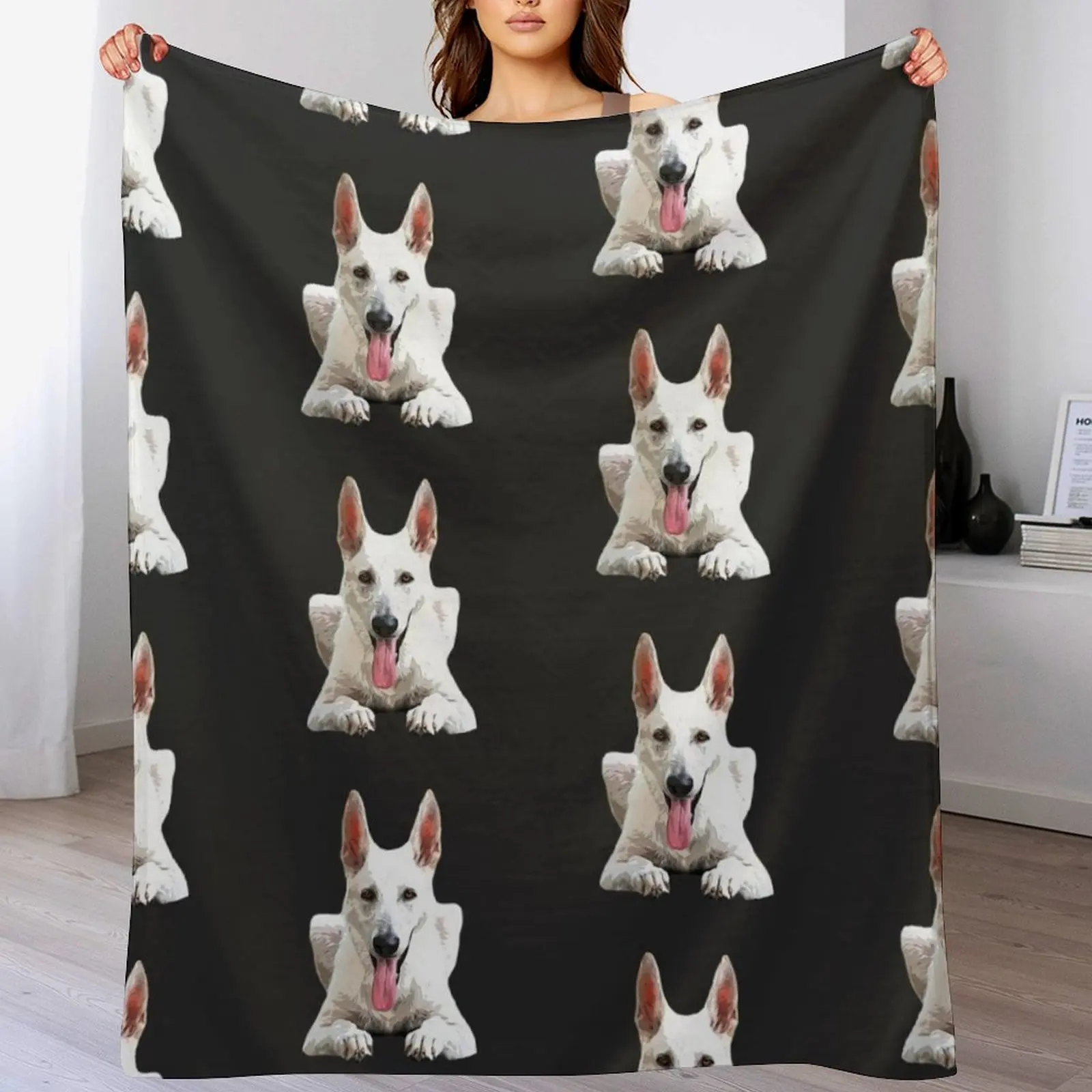 

White Swiss Shepherd White German Shepherd Throw Blanket Beach christmas decoration Blankets