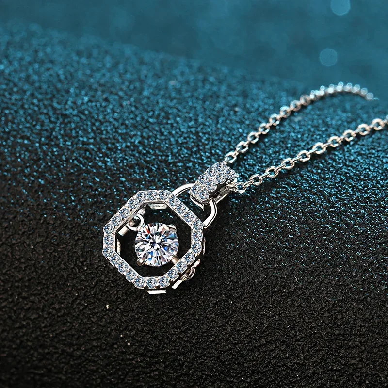 Luxury 0.3ct Moissanite Diamond Schoolbag Pendant Platinum PT950 Necklace for Women Contemporary Geometric Design Jewelry
