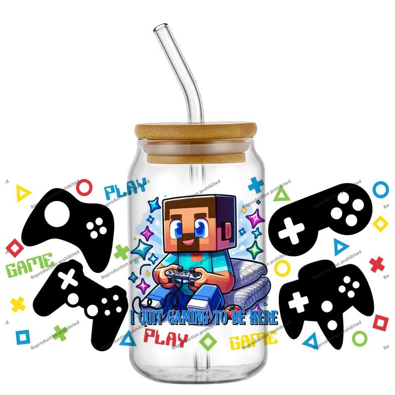 Mario Game Birthday Customized Gift UV DTF Cup Mug Wraps Car Sticker Mario DIY Deca For 16oz Libbey Glass Creative Cup Label