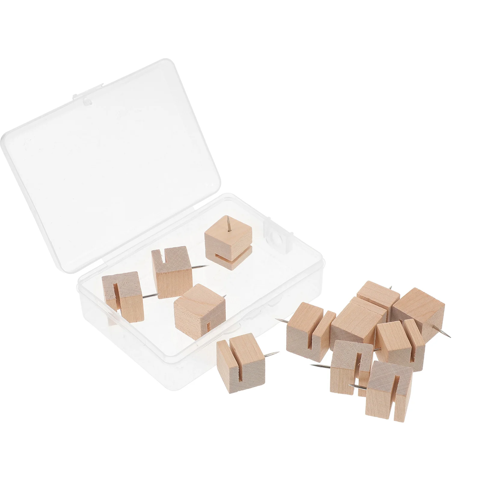 12개입 나무 압정 슬롯 디자인 푸시 핀 코르크 보드 사진 벽 지도 표시용 게시판용 사무용 바인딩 용품