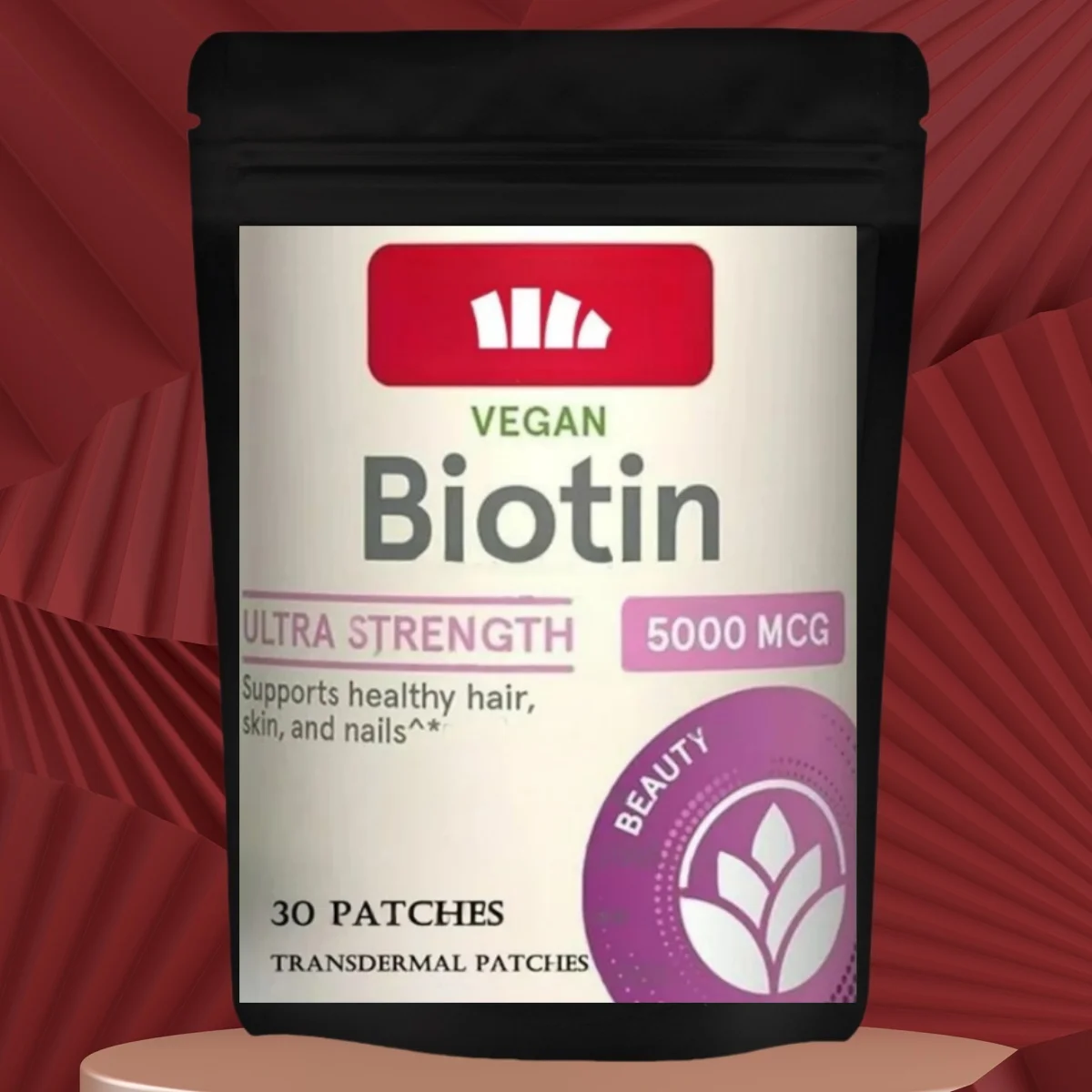 30 Patches Biotin 5000 Mcg Patches - Max Strength Hair, Skin, and Nails Transdermal Patches