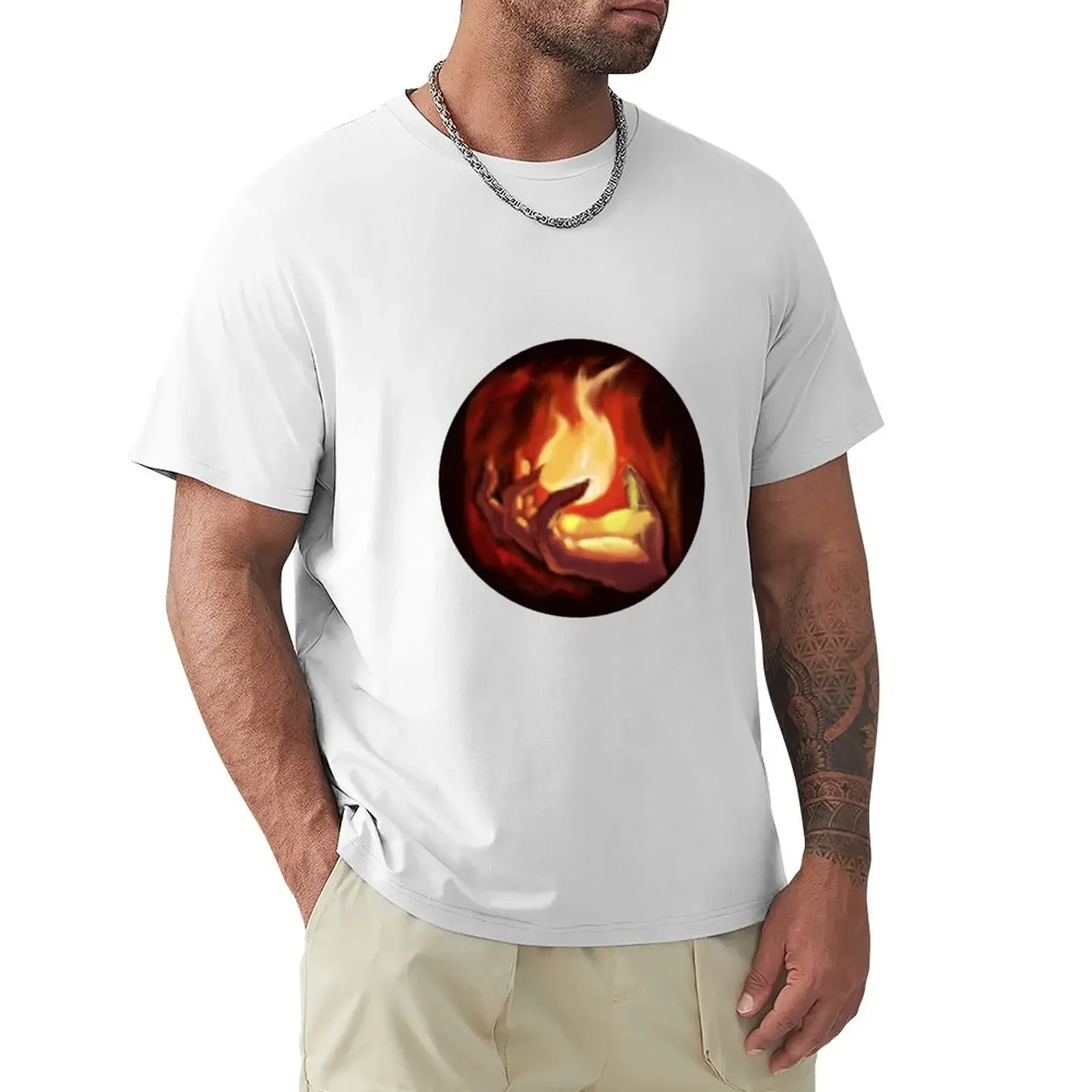 Ignite symbol T-shirt customs plain mens graphic t-shirts hip hop 2024 heavyweight new arrival summer round neck cotton for men