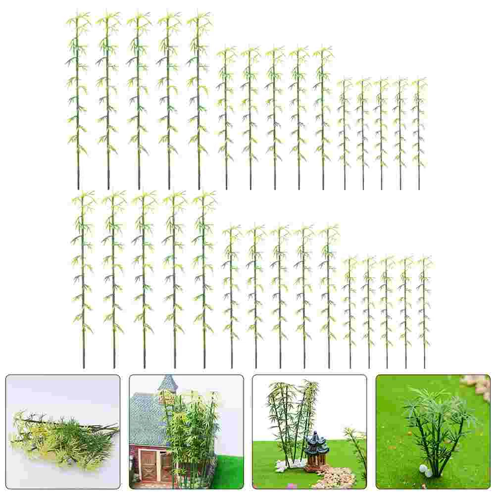 

60 Pcs Mini Imitation Bamboo Miniature Artificial Decor Model Tree Outdoor Plants Iron Wire Faux
