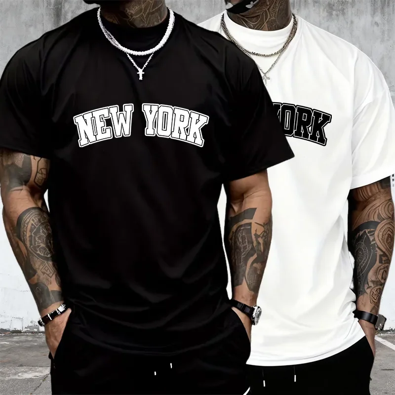 2025 neue trendige Herren-Freizeit-T-Shirt, hochwertige 100 % Baumwolle, O-Ausschnitt, kurze Ärmel, urbane Mode, Musterdruck, T-Shirts, Sommer-Tops