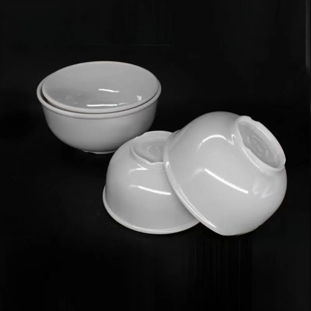 New White Melamine Bowls Japanese Style Unbreakable Food Containers Imitation Porcelain Anti-Fall Soup Bowl Tableware