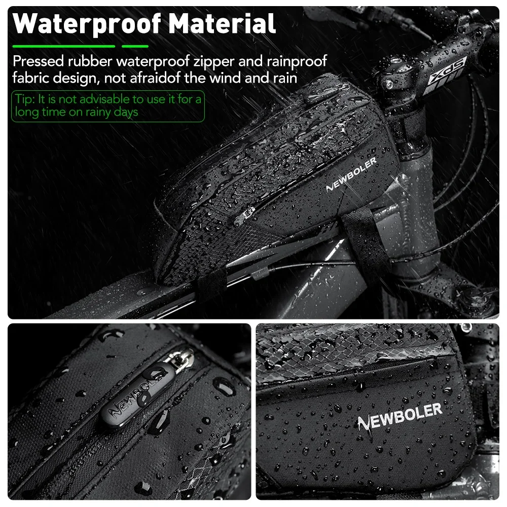 Bolsa de bicicleta de 1,2 L, bolsa de ciclismo de tubo frontal con marco portátil, bolsa de alforja para bicicleta de montaña y carretera, bolsa de ciclismo ultraligera de gran capacidad