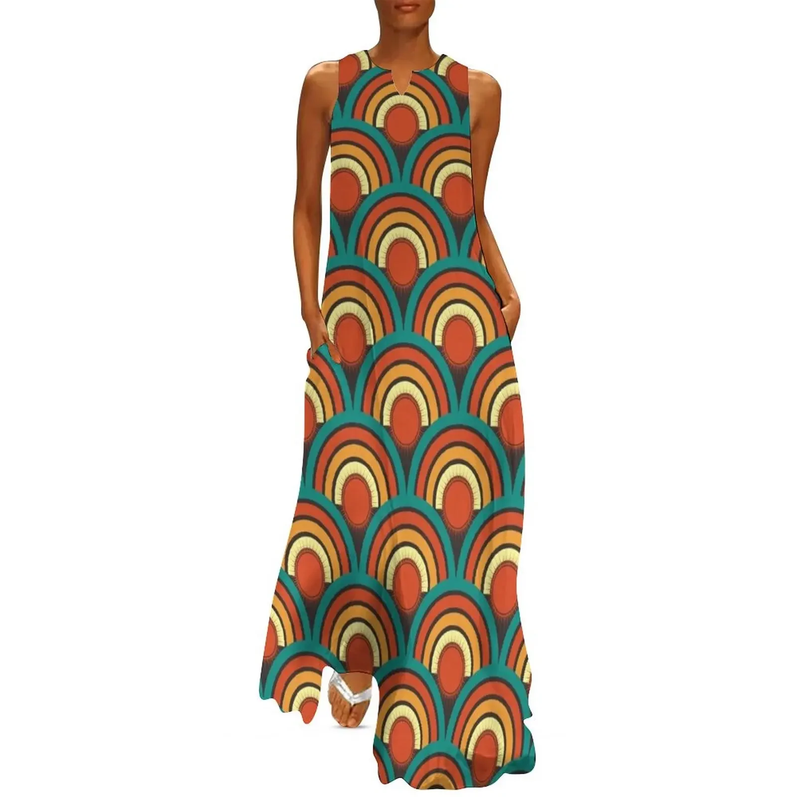 

Retro 60s 70s - Rainbow Sunrise - Vintage Bohemian Pattern Long Dress prom dresses 2025 Dress