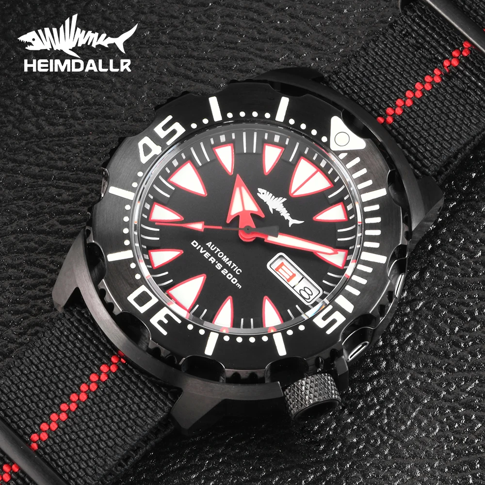HEIMDALLR Monster Watch Steel PVD Watch C3 Super Luminous NH36 Automatic Movement Diving Watch Waterproof Watch Seiko Mod Watch