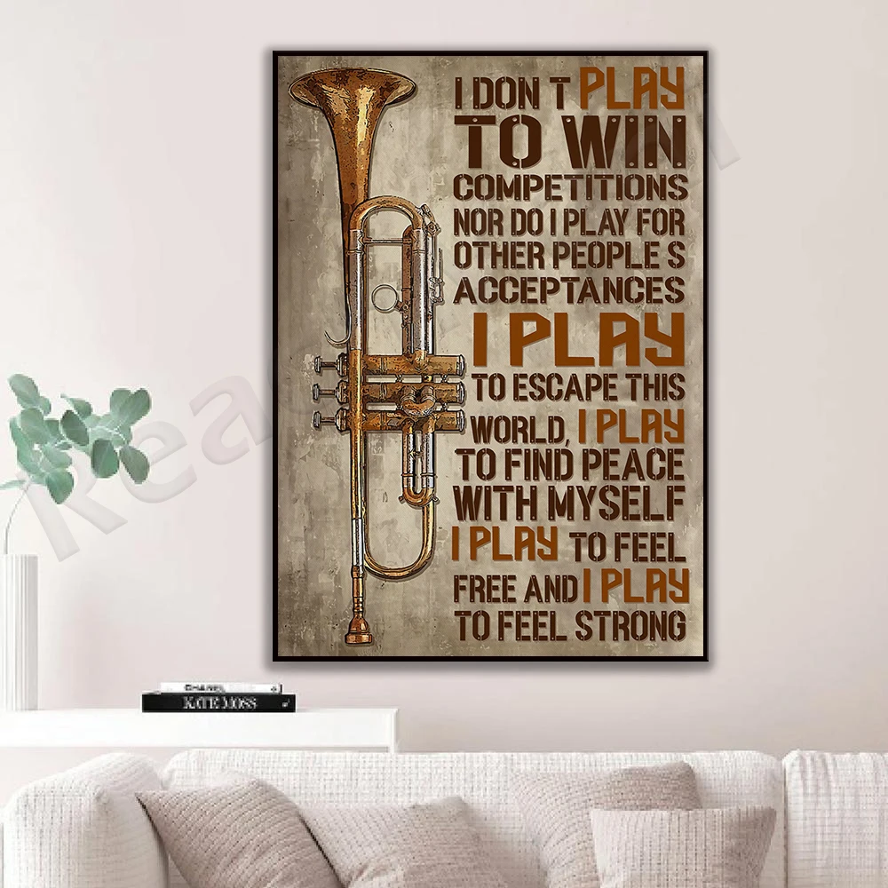 

I don't play the trumpet to win vertical poster, trumpet player wall art, music school decor gift