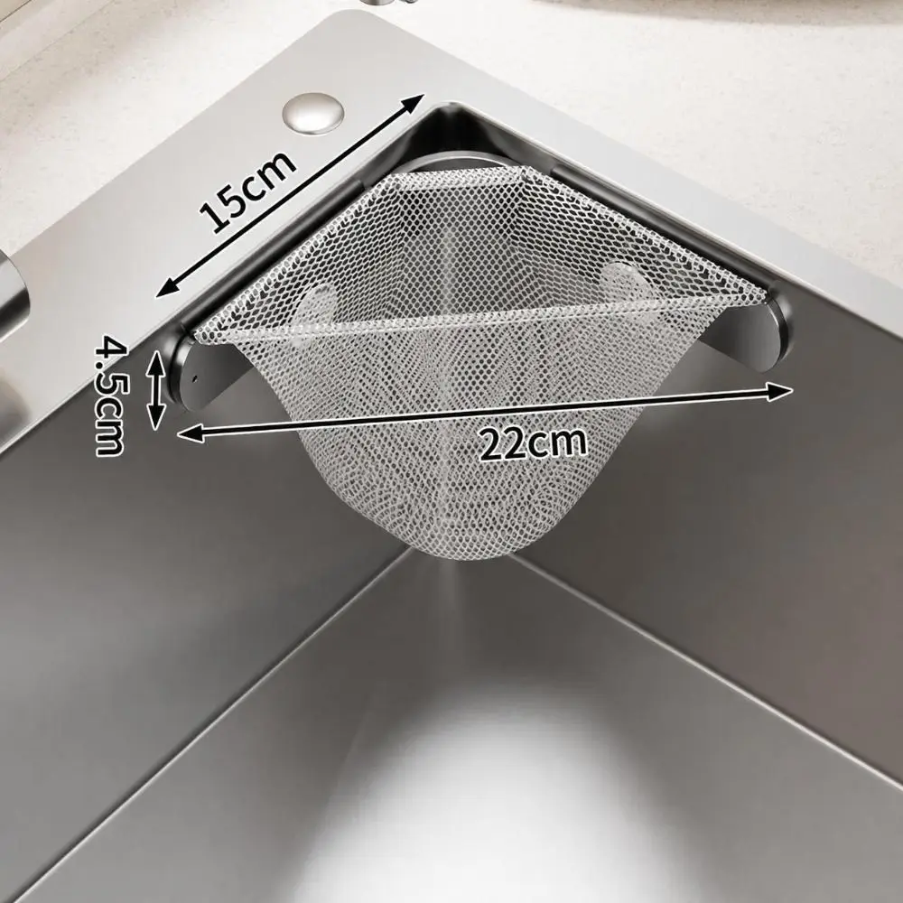 Metal Kitchen Sink Strainer Drain Protection Durable Corner Sink Strainer Adhesive Mount Sink Drain Catcher