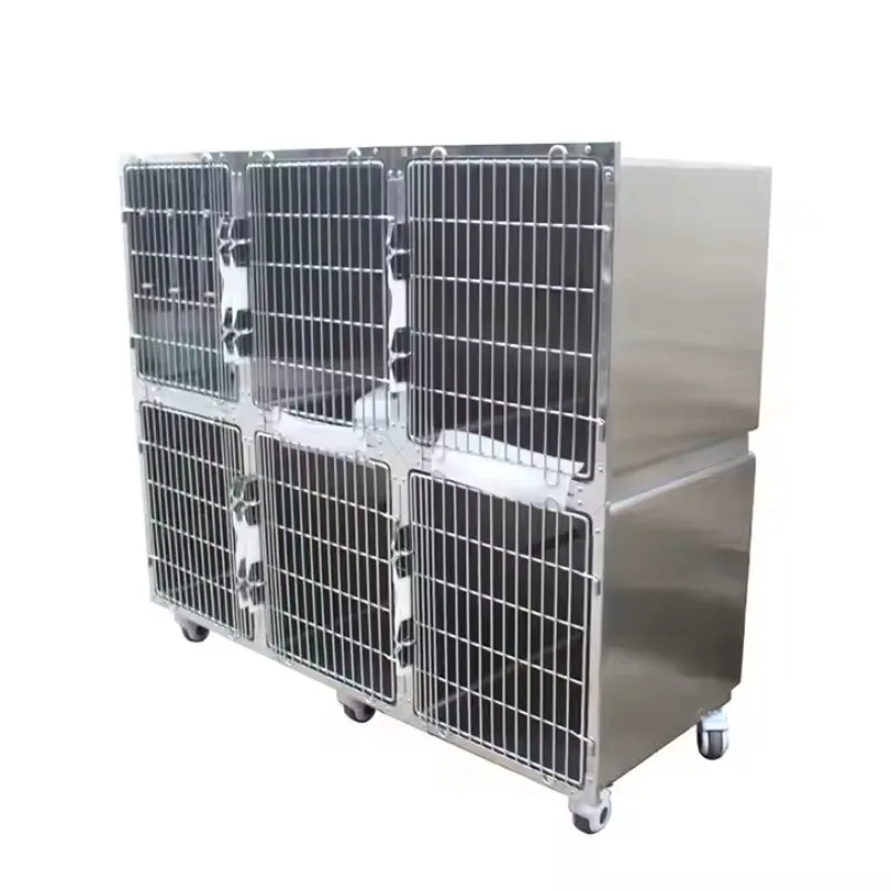 

Pujia Veterinary Equipment Cat Cages PJJY-06 6 Compartment Cage Banks Boarding Kennel Stainless Steel Cat Hospitalization Cage