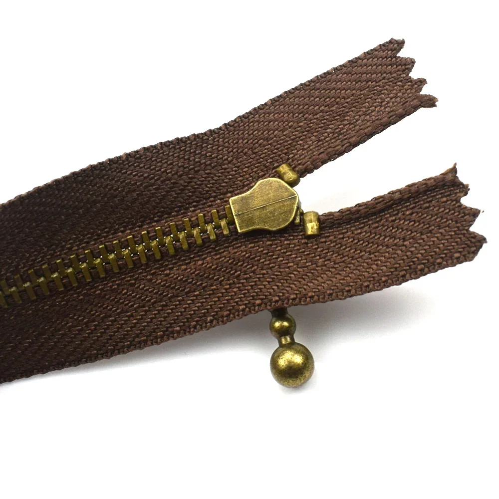 10PCS 20CM 15CM 3# Close-end Zip Bronze Metal Zippers for Bags DIY Sewing Bags Jeans Shoes Clothing Tailor Craft Acessories