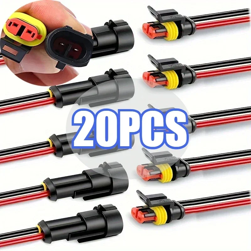 10 stks/5 sets 2 Pin Way Connector Waterdichte Connectors Mannelijke & Vrouwelijke Manier 20 AWG Draad voor Auto Vrachtwagen Boot elektrische Connector