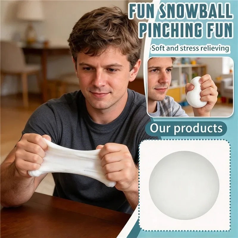 Snow Ball Squishy Fidget Toy Dough-Filled Non-Toxic Anti-Stress Relief Quick Rebound Squeeze Sensory Calming Toy For Adults Gift