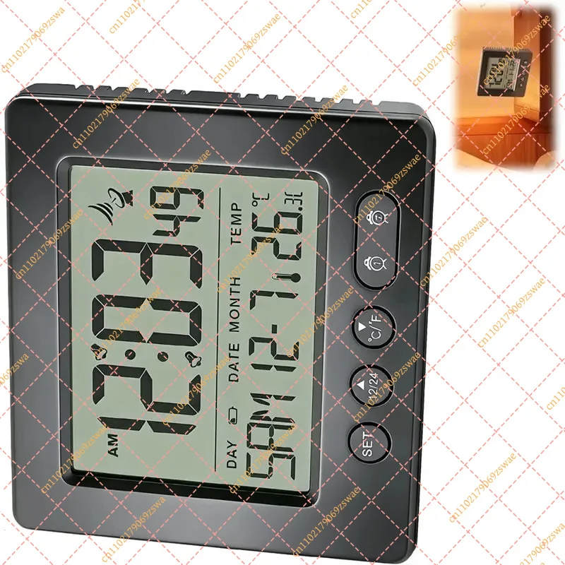 Radio Controlled Digital Alarm Clock with Temperature Display, Dual Alarm & Snooze