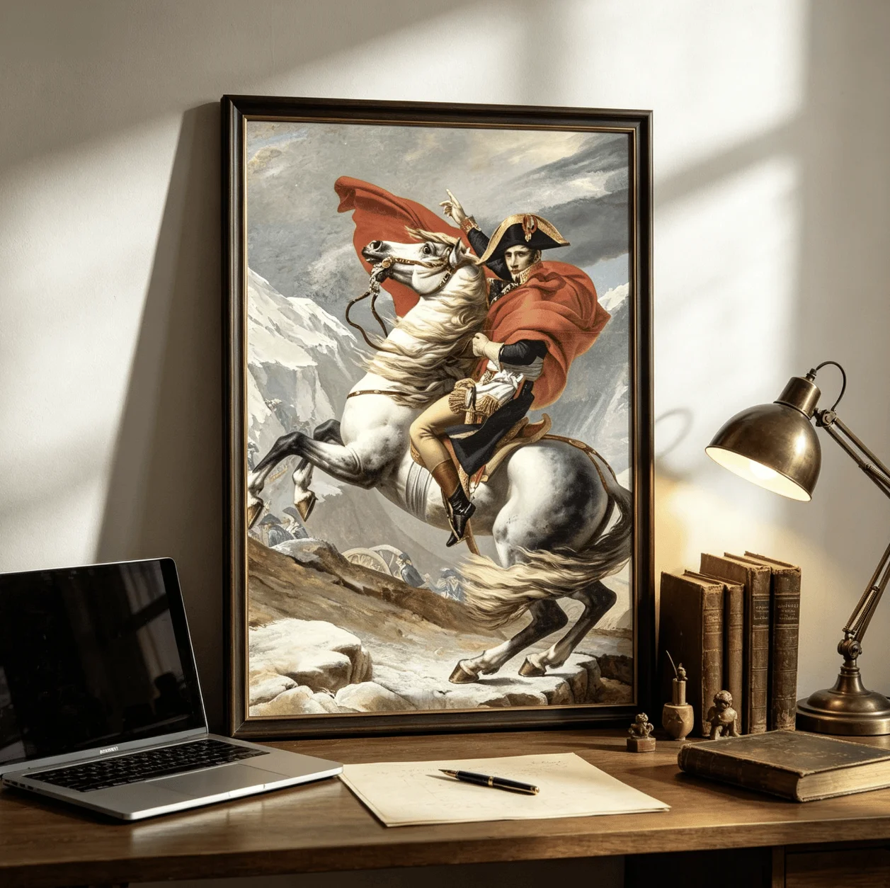 Famous Napoleon Crossing Alps Canvas Wall Art Poster, Vintage Historical Classic Prints Decor for Bedroom Library Entryway view 4