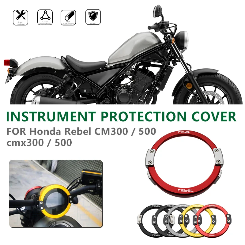 

2020 Motorcycle Aluminum Speedometer Gauge Instrument Meter Ring Cover Guard for HONDA Rebel CM300 CM500 CMX300 CMX500 2017-2021