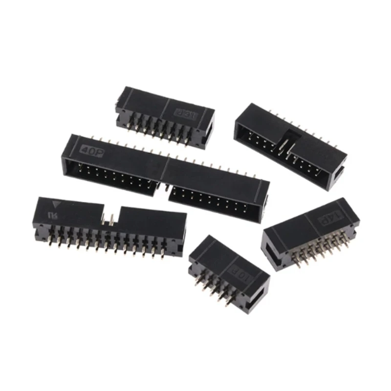 10PCS DC3 Straight Pin 2.54mm Pitch 6P~50Pin IDC Male Socket Pin Header Connector PCB Double-Spaced Header Connectors